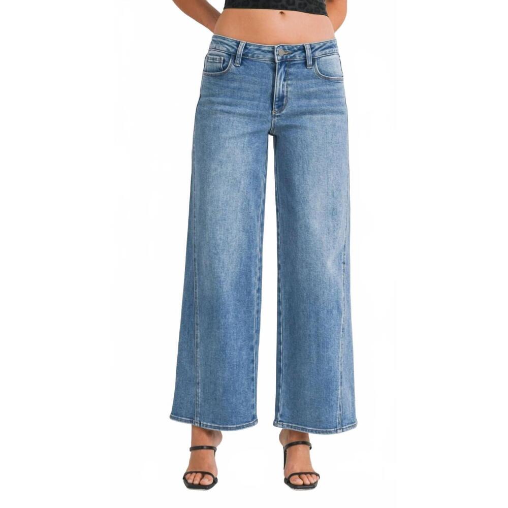 NEW JBD. mid rise full length seamed wide leg jeans in blue